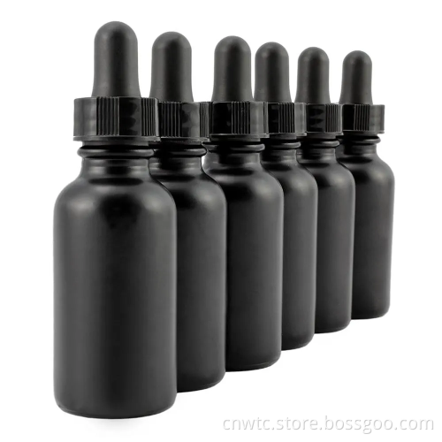 5ml to 100ml Frosted Matte Black Glass Bottles with Droppers: CE & ISO Certified Essential Oil Containers